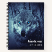Magical Wild Wolf mit Phantastischen blauen Augen Notizblock (Vorderseite)