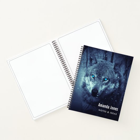 Magical Wild Wolf mit Phantastischen blauen Augen Notizblock (Innenseite)