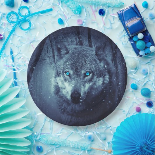 Magical Wild Wolf mit Phantastischen blauen Augen Pappteller (Party)