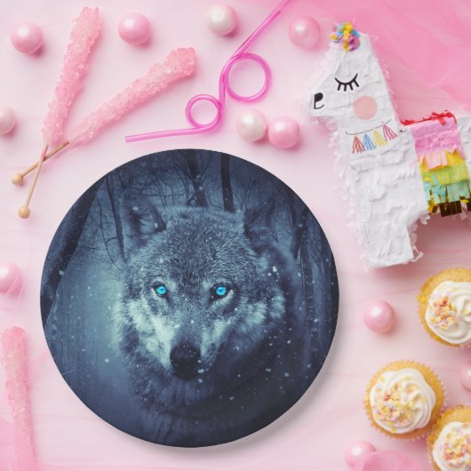 Magical Wild Wolf mit Phantastischen blauen Augen Pappteller (Party)