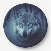 Magical Wild Wolf mit Phantastischen blauen Augen Pappteller (Vorderseite)
