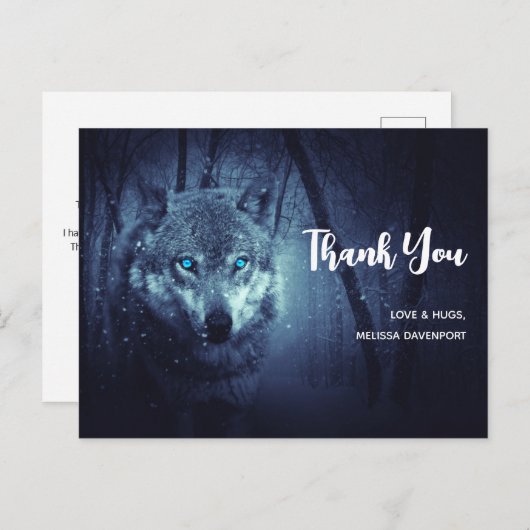 Magical Wild Wolf mit Phantastischen blauen Augen  Postkarte (Vorne/Hinten)