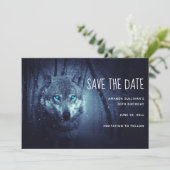 Magical Wild Wolf mit Phantastischen blauen Augen Save The Date (Stehend Vorderseite)