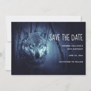 Magical Wild Wolf mit Phantastischen blauen Augen Save The Date