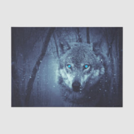 Magical Wild Wolf mit Phantastischen blauen Augen Seidenpapier