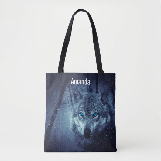 Magical Wild Wolf mit Phantastischen blauen Augen Tasche (Vorderseite)
