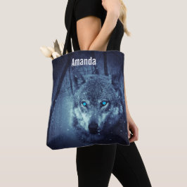Magical Wild Wolf mit Phantastischen blauen Augen Tasche