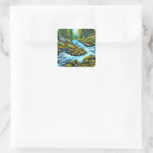 Magical Wilderness Bubbling Brook Quadratischer Aufkleber (Tasche)