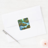 Magical Wilderness Bubbling Brook Quadratischer Aufkleber (Umschlag)