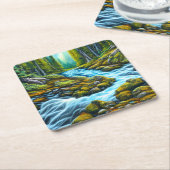 Magical Wilderness Bubbling Brook Rechteckiger Pappuntersetzer (angewinkelt)