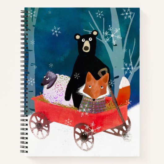 Magical Winter Animal Friends Sketch Notebook Notizblock (Vorderseite)