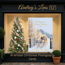 Magical Winter Carriage Ride Christmas Photo Card Karte