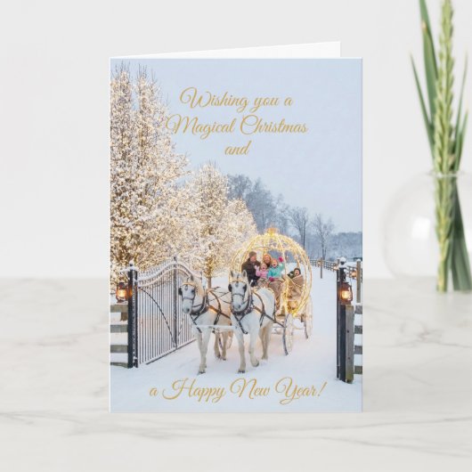 Magical Winter Carriage Ride Christmas Photo Card Karte (Vorderseite)