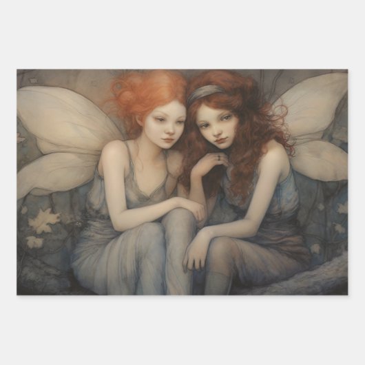 Magical Winter Fairies Weihnachten Elegante Geschenkpapier Set (Vorderseite 3)