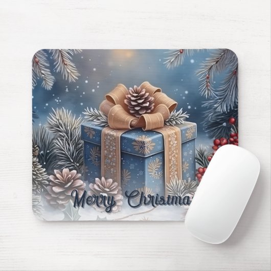 Magical Winter Merry Christmas Gift Scene Mousepad (Mit Mouse)
