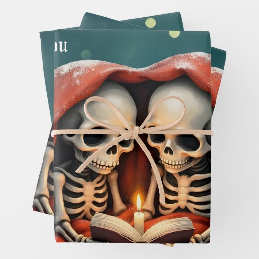 Magical winter moments, two skeletons geschenkpapier set (Beispiel)