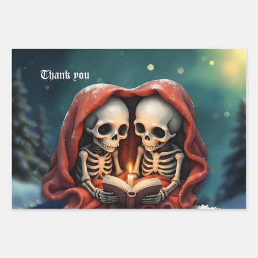 Magical winter moments, two skeletons geschenkpapier set (Vorderseite)