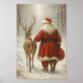 Magical Winter Santa & Reindeer Walk Poster Paper (Vorne)