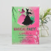 Magical Witchy Birthday Einladung (Stehend Vorderseite)