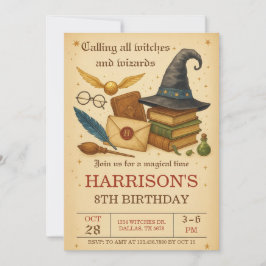 Magical Wizard and Witches Birthday Einladung