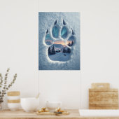 Magical Wolf Paw Print Winter Landscape Poster (Küche)