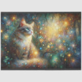 Magical Woodland Cat Fantasy Floral Decoupage Seidenpapier (Vorderseite)