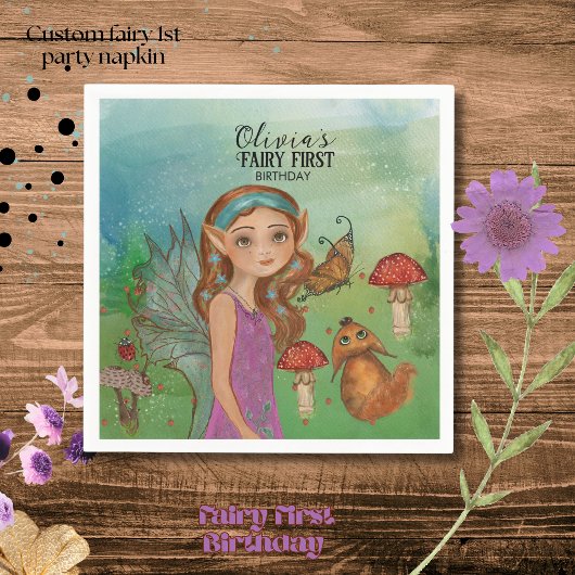 Magical Woodland Fairy Erster Geburtstag Napkins Serviette