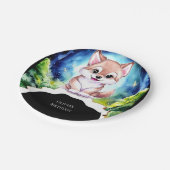 Magical Woodland Forest Wolf Geburtstag Pappteller (Schrägansicht)