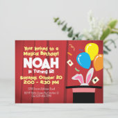 Magician Birthday Party Einladung - Top Hat & Rabb (Stehend Vorderseite)