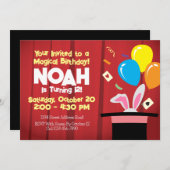 Magician Birthday Party Einladung - Top Hat & Rabb (Vorne/Hinten)