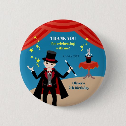Magician Boy Show Geburtstagsparty Button (Vorderseite)