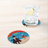 Magician Boy Show Geburtstagsparty Runder Pappuntersetzer (Vor Ort)