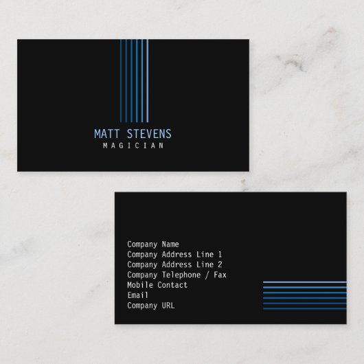 Magician Business Card Blue Beams Visitenkarte (Vorne/Hinten)