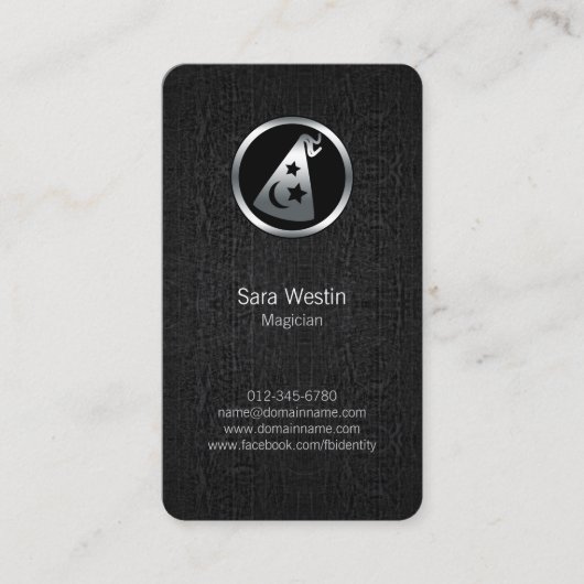 Magician Chrome Wizard Hat Icon Business Card Visitenkarte (Vorderseite)