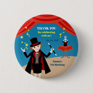 Magician Girl Show Birthday Party Button