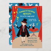 Magician Girl Show Birthday Party Einladung (Vorne/Hinten)