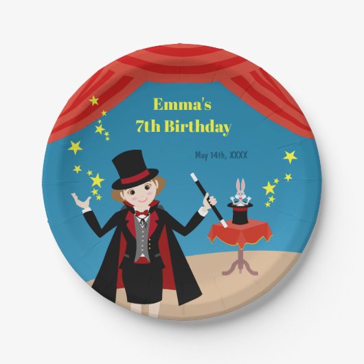 Magician Girl Show Birthday Party Pappteller (Vorderseite)