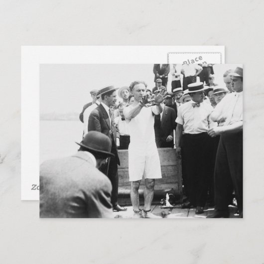 Magician Harry Houdini Überboard Box Escape 1912 Postkarte (Vorne/Hinten)