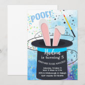 Magician hat and bunny boy birthday invite. einladung (Vorne/Hinten)