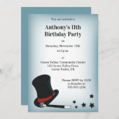 Magician Hat Magic zeigt Party für ältere Kinder Einladung (Vorne/Hinten)