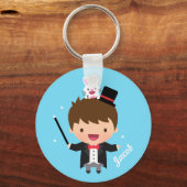 Magician Junge Zauberer Bunny Trick für Kinder Schlüsselanhänger (Vorderseite)