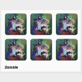 Magician Pulling Kanbits aus einem Hut Quadratischer Aufkleber (Blatt)