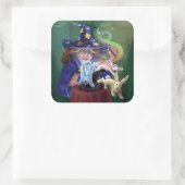 Magician Pulling Kanbits aus einem Hut Quadratischer Aufkleber (Tasche)