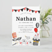 Magician Rabbit Deck Card Wand Zaubershow Geburtst Einladung (Stehend Vorderseite)