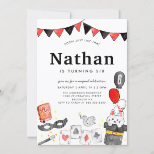 Magician Rabbit Deck Card Wand Zaubershow Geburtst Einladung