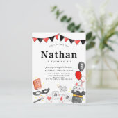 Magician Rabbit Deck Card Wand Zaubershow Geburtst Postkarte (Stehend Vorderseite)