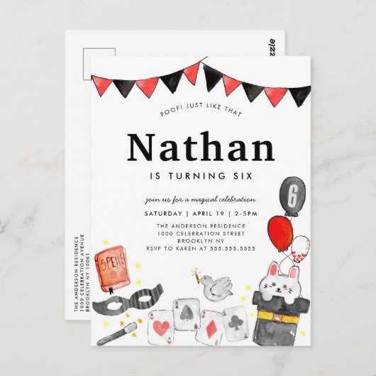 Magician Rabbit Deck Card Wand Zaubershow Geburtst Postkarte (Vorne/Hinten)