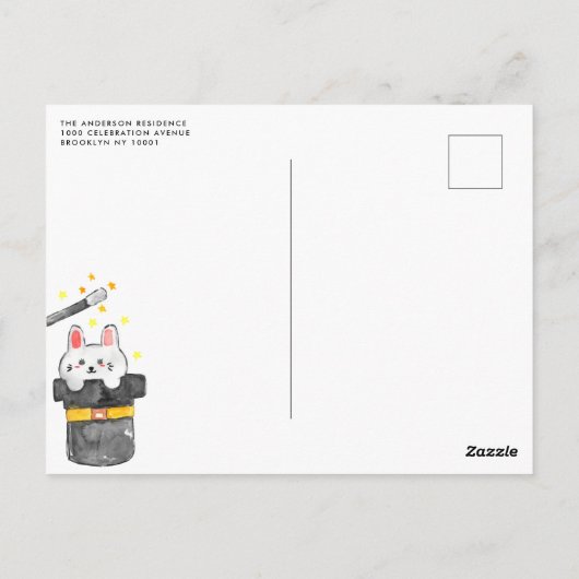 Magician Rabbit Deck Card Wand Zaubershow Geburtst Postkarte (Rückseite)