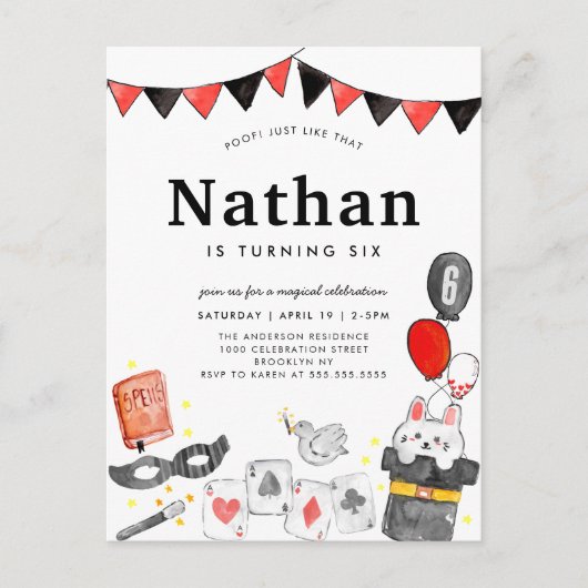 Magician Rabbit Deck Card Wand Zaubershow Geburtst Postkarte (Vorderseite)