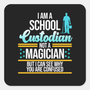 Magician Schulmeister Janitor Graphi Quadratischer Aufkleber